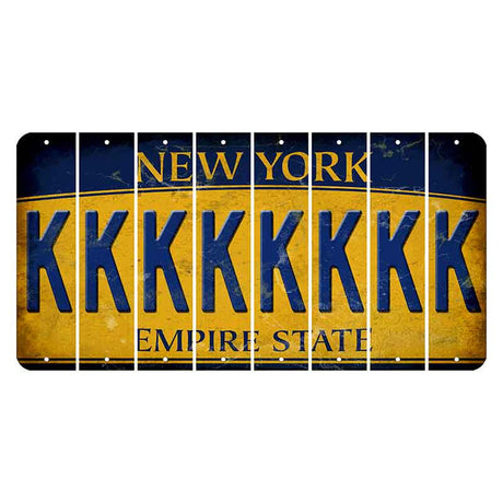 New York Yellow Empire State Cut License Plate Strips (Set of 8) K