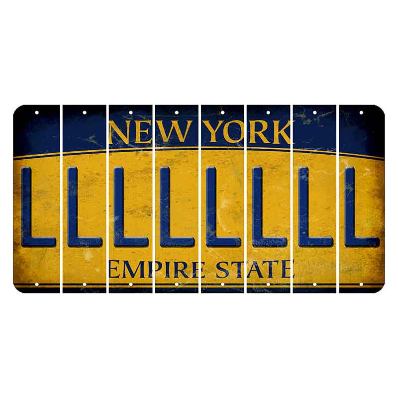 New York Yellow Empire State Cut License Plate Strips (Set of 8) L