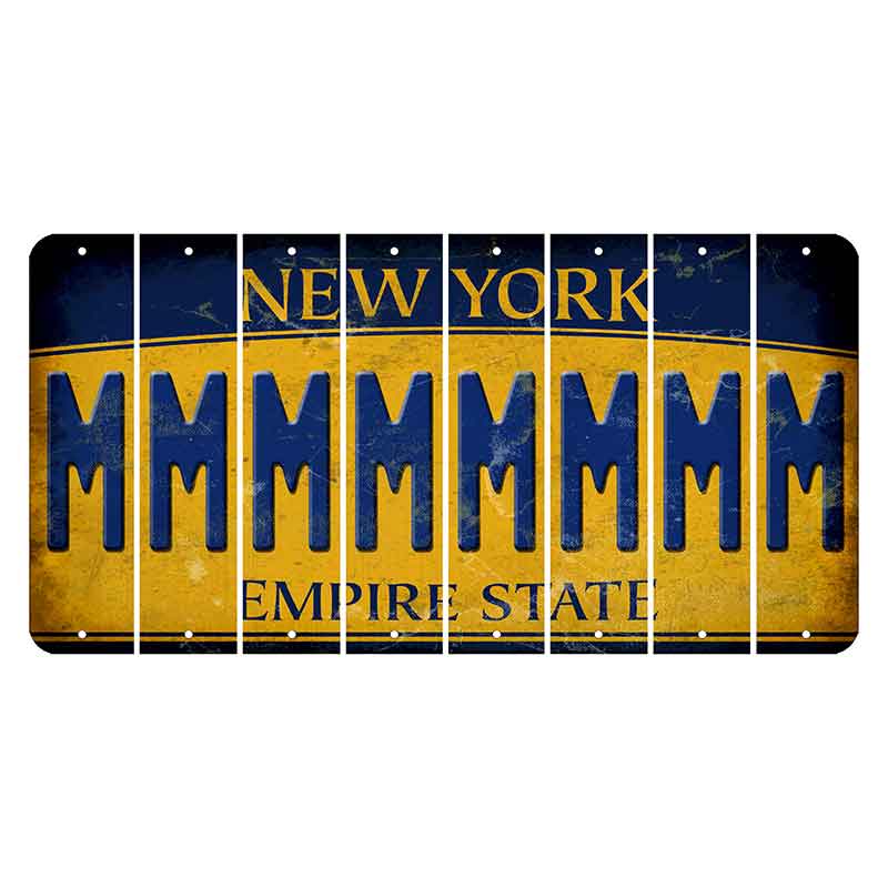 New York Yellow Empire State Cut License Plate Strips (Set of 8) M