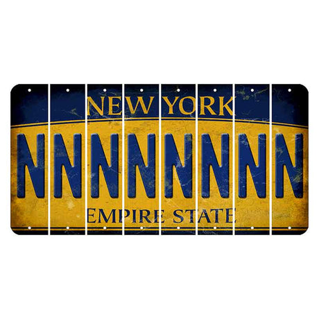 New York Yellow Empire State Cut License Plate Strips (Set of 8) N