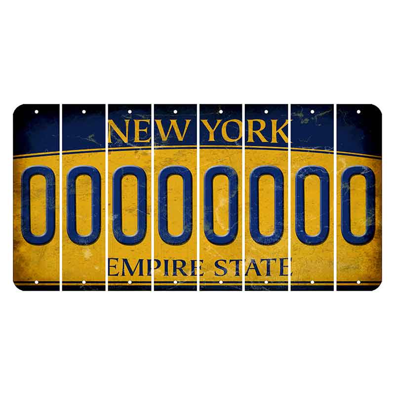 New York Yellow Empire State Cut License Plate Strips (Set of 8) O