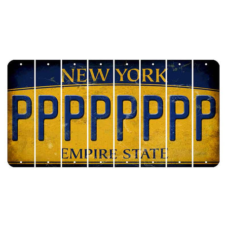 New York Yellow Empire State Cut License Plate Strips (Set of 8) P