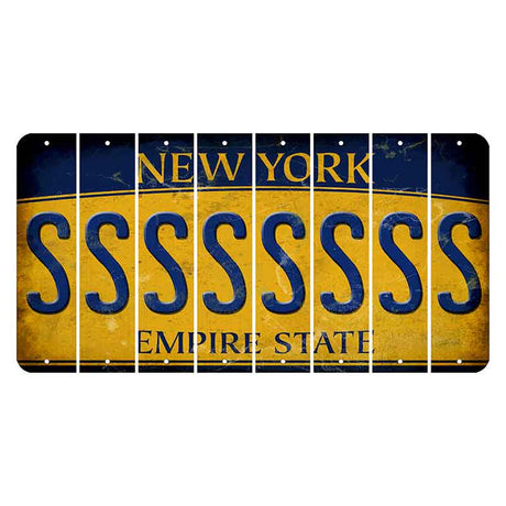 New York Yellow Empire State Cut License Plate Strips (Set of 8) S