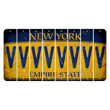 New York Yellow Empire State Cut License Plate Strips (Set of 8) V