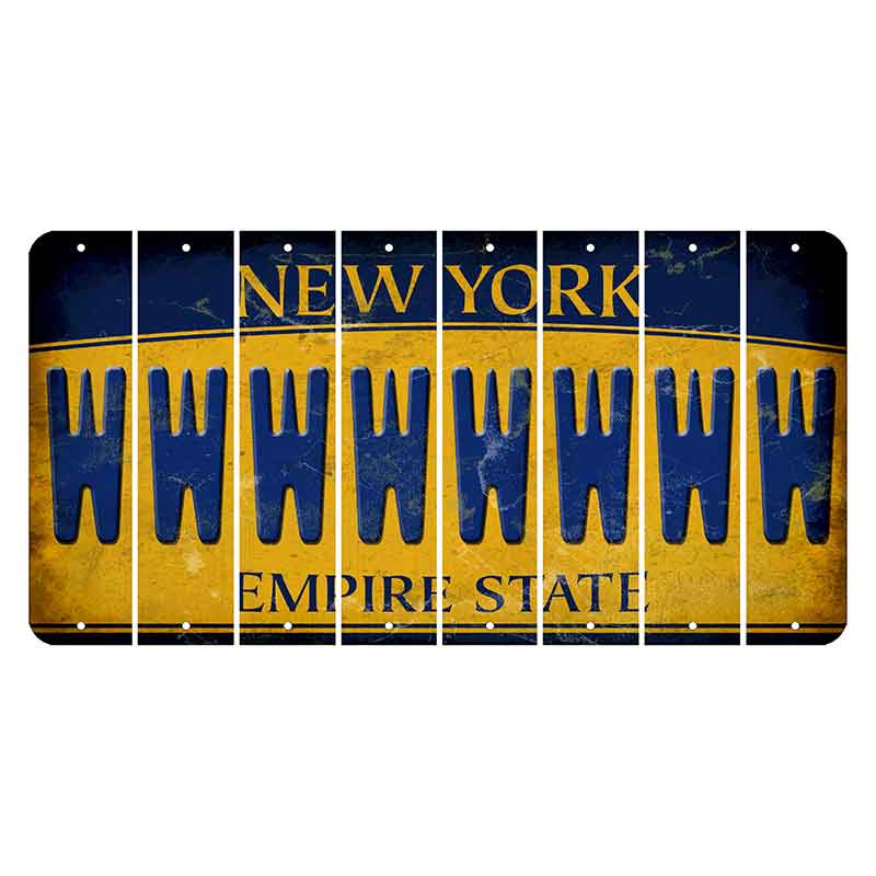 New York Yellow Empire State Cut License Plate Strips (Set of 8) W