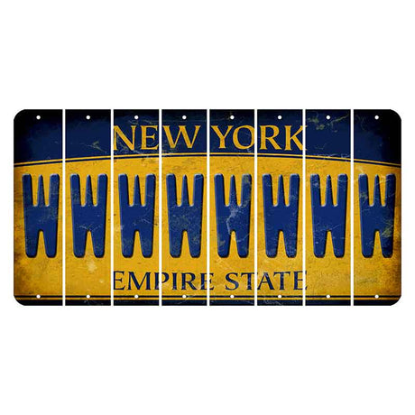 New York Yellow Empire State Cut License Plate Strips (Set of 8) W