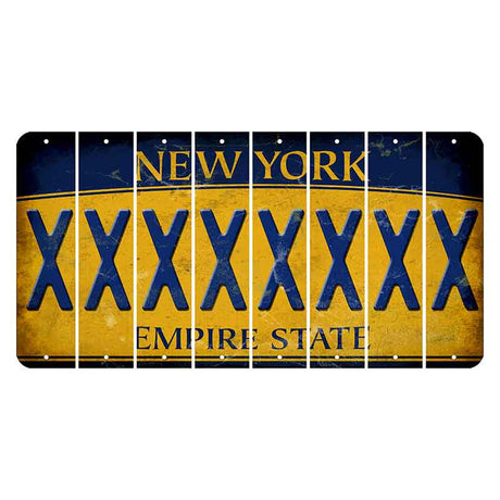 New York Yellow Empire State Cut License Plate Strips (Set of 8) X