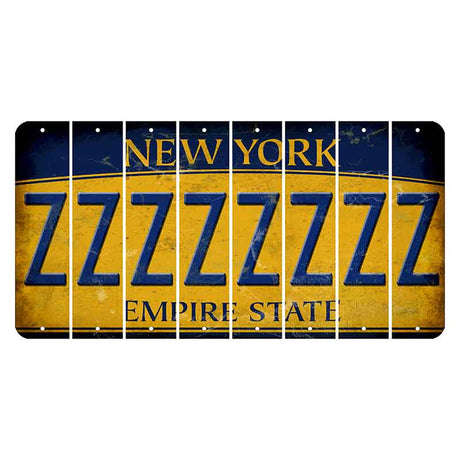 New York Yellow Empire State Cut License Plate Strips (Set of 8) Z