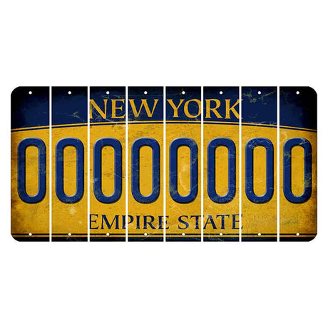 New York Yellow Empire State Cut License Plate Strips (Set of 8)