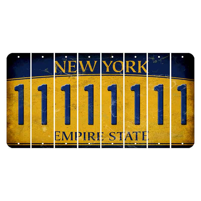 New York Yellow Empire State Cut License Plate Strips (Set of 8) 1