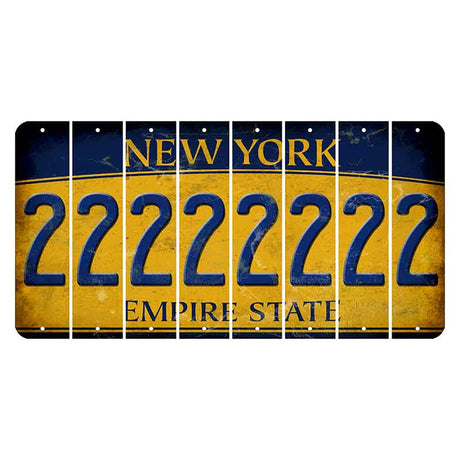 New York Yellow Empire State Cut License Plate Strips (Set of 8) 2