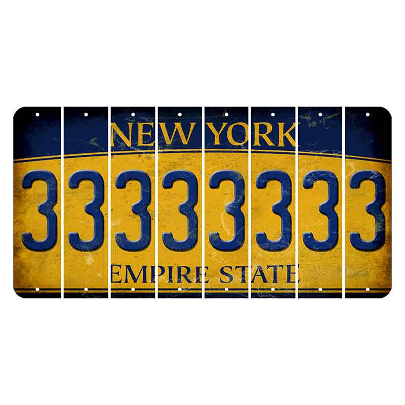 New York Yellow Empire State Cut License Plate Strips (Set of 8) 3