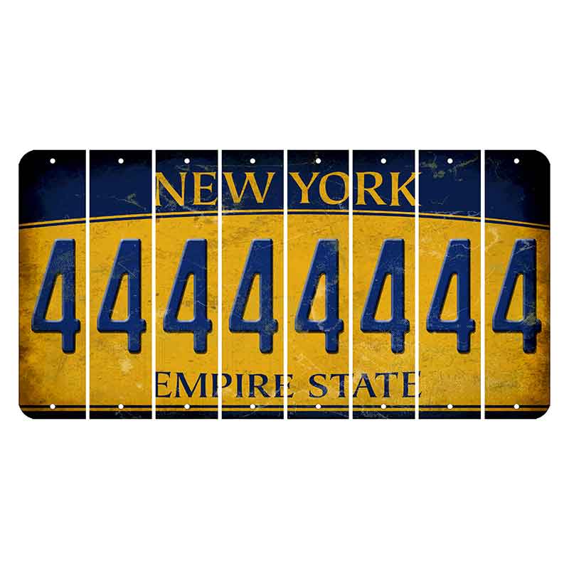 New York Yellow Empire State Cut License Plate Strips (Set of 8) 4