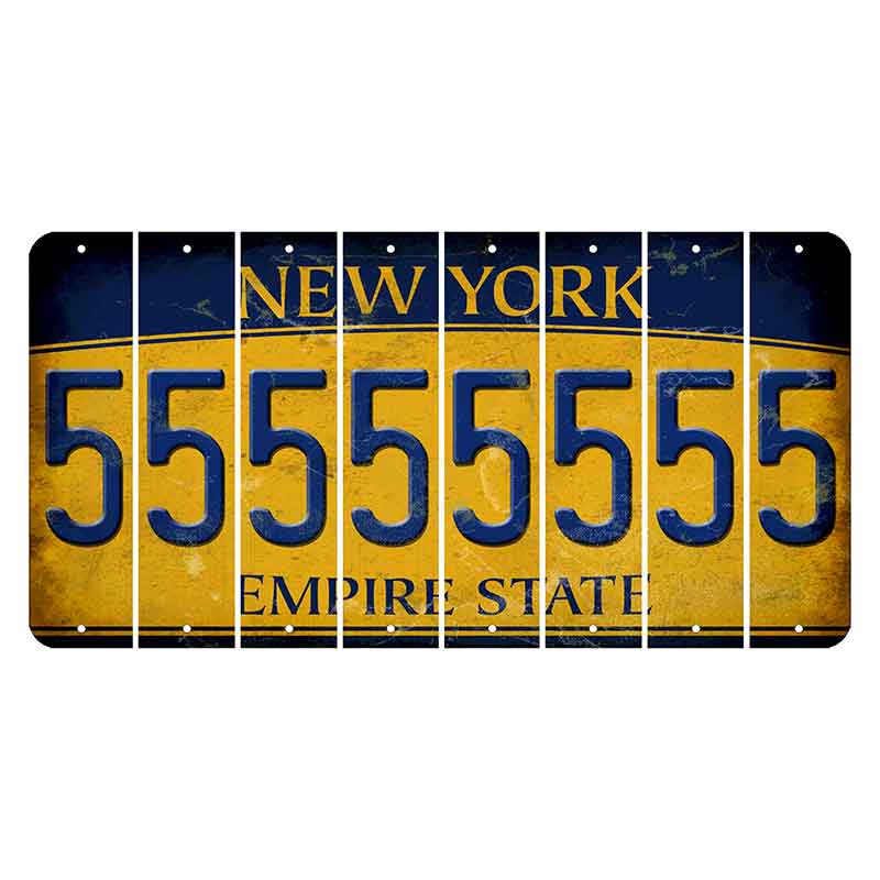 New York Yellow Empire State Cut License Plate Strips (Set of 8) 5