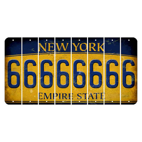 New York Yellow Empire State Cut License Plate Strips (Set of 8) 6