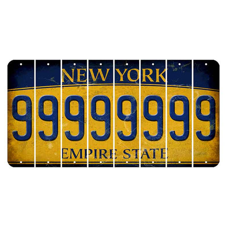 New York Yellow Empire State Cut License Plate Strips (Set of 8) 9