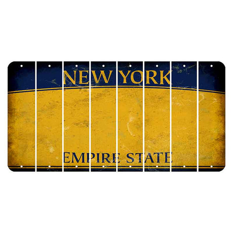 New York Yellow Empire State Cut License Plate Strips (Set of 8) Blank