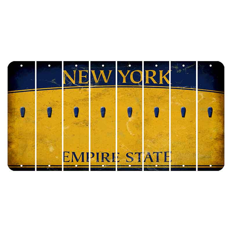 New York Yellow Empire State Cut License Plate Strips (Set of 8) Apostrophe