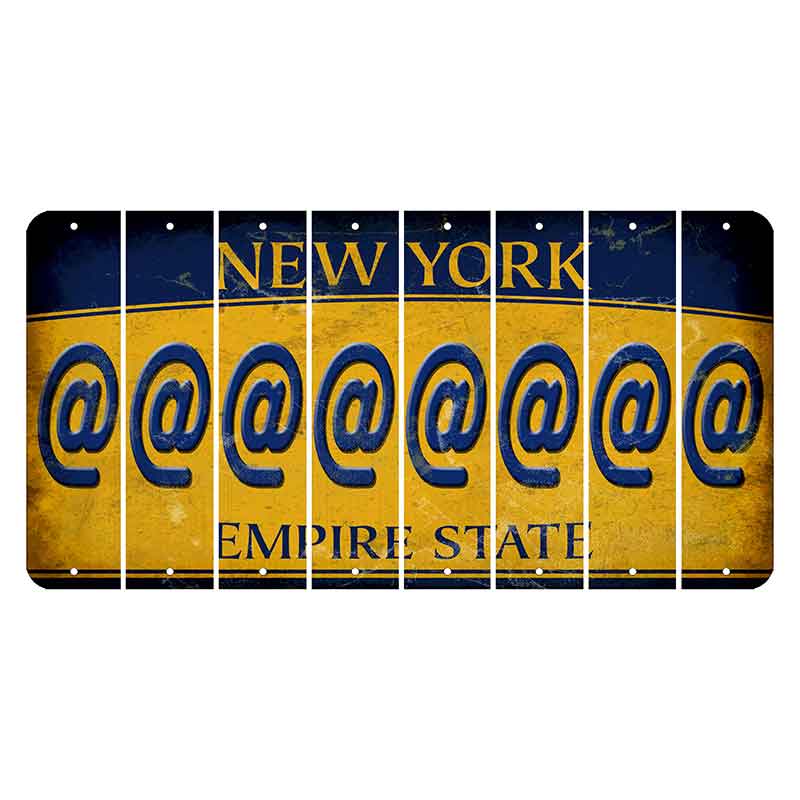 New York Yellow Empire State Cut License Plate Strips (Set of 8) At Sign