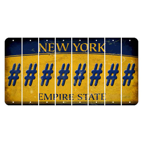 New York Yellow Empire State Cut License Plate Strips (Set of 8) Hashtag