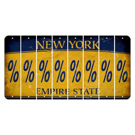 New York Yellow Empire State Cut License Plate Strips (Set of 8) Percent Sign