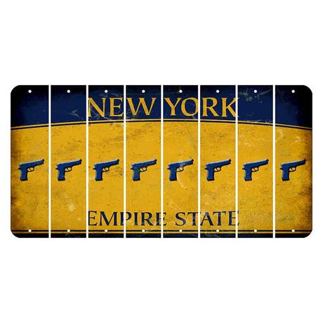 New York Yellow Empire State Cut License Plate Strips (Set of 8) Handgun