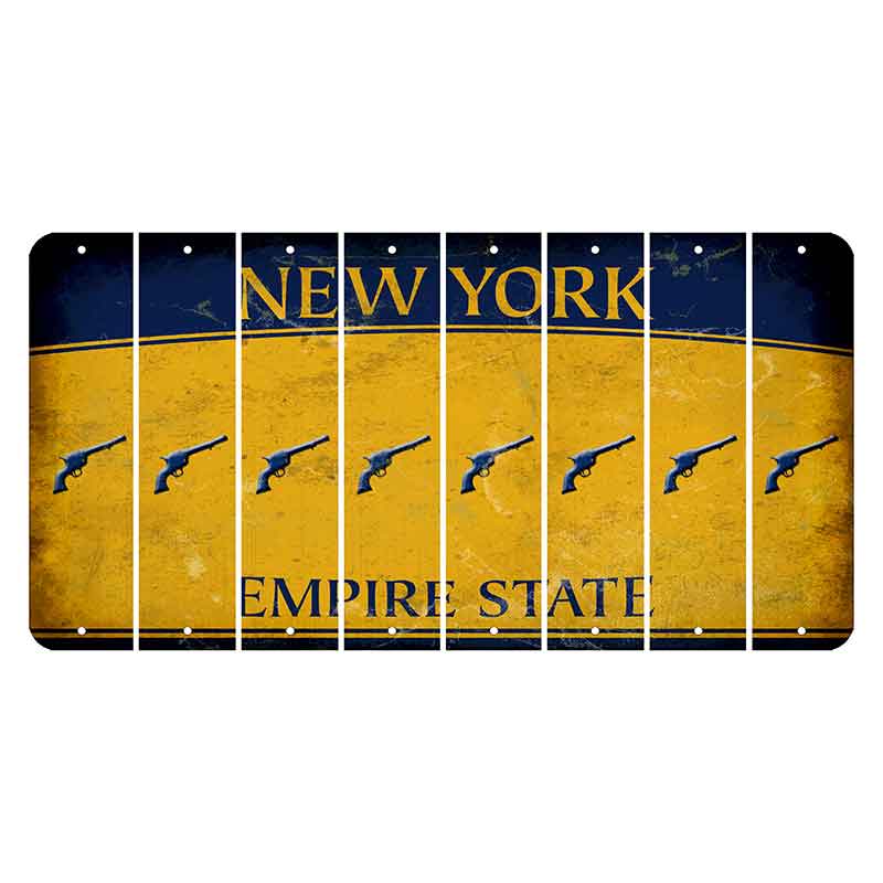 New York Yellow Empire State Cut License Plate Strips (Set of 8) Revolver