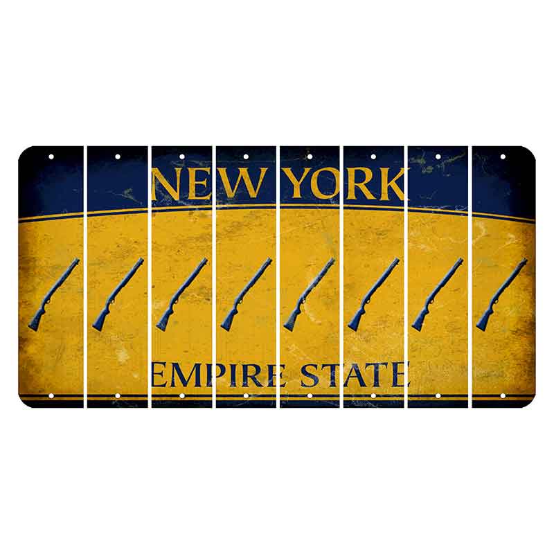 New York Yellow Empire State Cut License Plate Strips (Set of 8) Shotgun