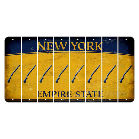 New York Yellow Empire State Cut License Plate Strips (Set of 8) Shotgun