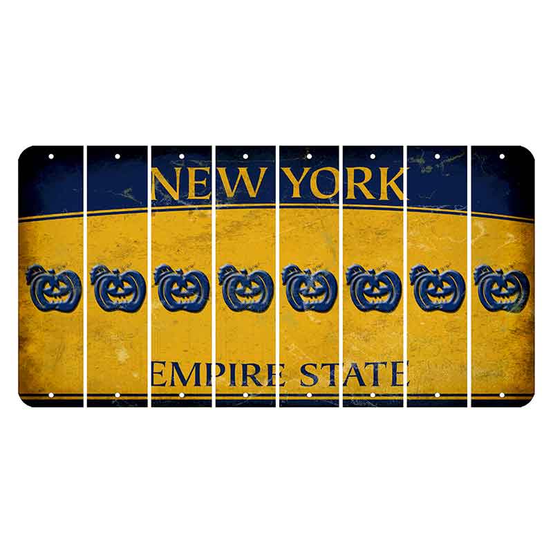 New York Yellow Empire State Cut License Plate Strips (Set of 8) Pumpkin