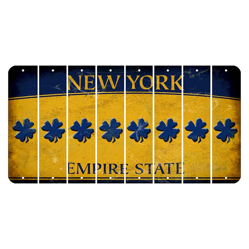 New York Yellow Empire State Cut License Plate Strips (Set of 8) Shamrock