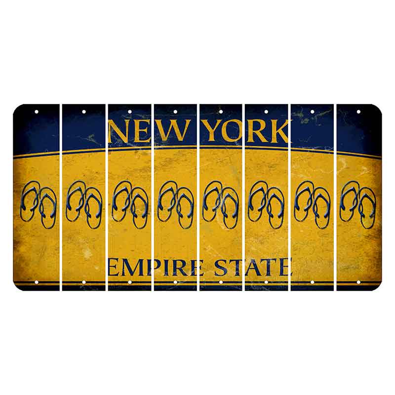 New York Yellow Empire State Cut License Plate Strips (Set of 8) Flip Flops