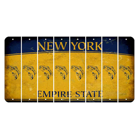 New York Yellow Empire State Cut License Plate Strips (Set of 8) Fish