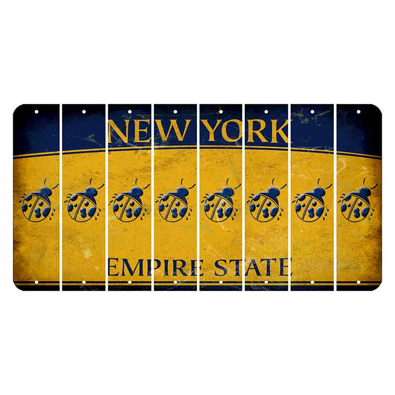 New York Yellow Empire State Cut License Plate Strips (Set of 8) Ladybug