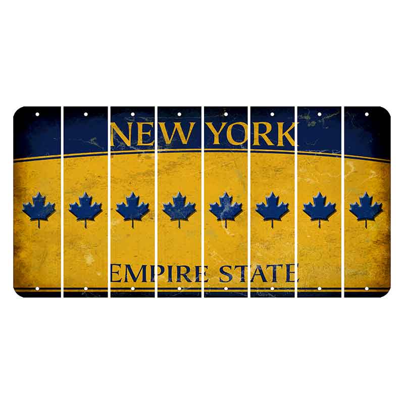 New York Yellow Empire State Cut License Plate Strips (Set of 8) Maple Leaf