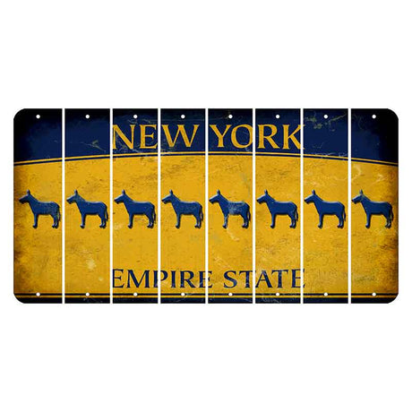 New York Yellow Empire State Cut License Plate Strips (Set of 8) Donkey