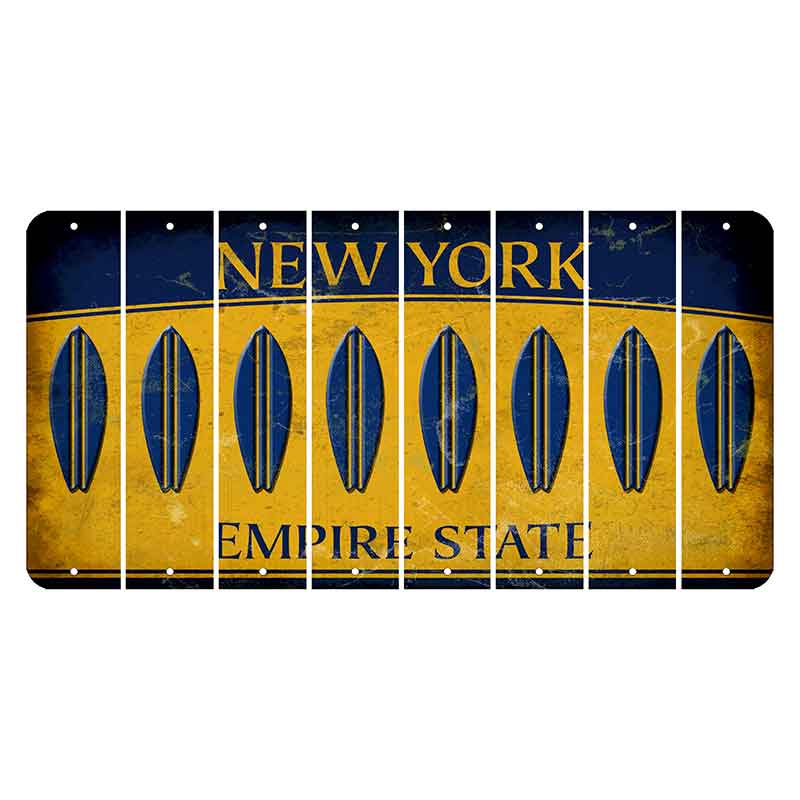 New York Yellow Empire State Cut License Plate Strips (Set of 8) Surfboard