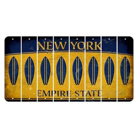 New York Yellow Empire State Cut License Plate Strips (Set of 8) Surfboard