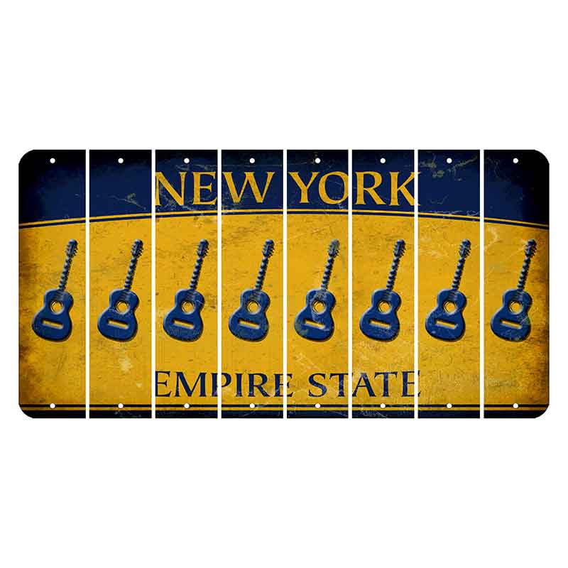 New York Yellow Empire State Cut License Plate Strips (Set of 8) Guitar