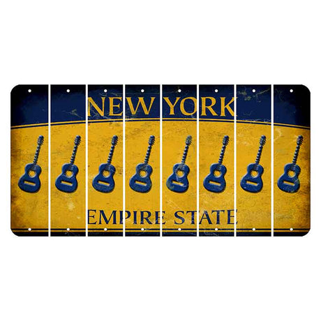 New York Yellow Empire State Cut License Plate Strips (Set of 8) Guitar