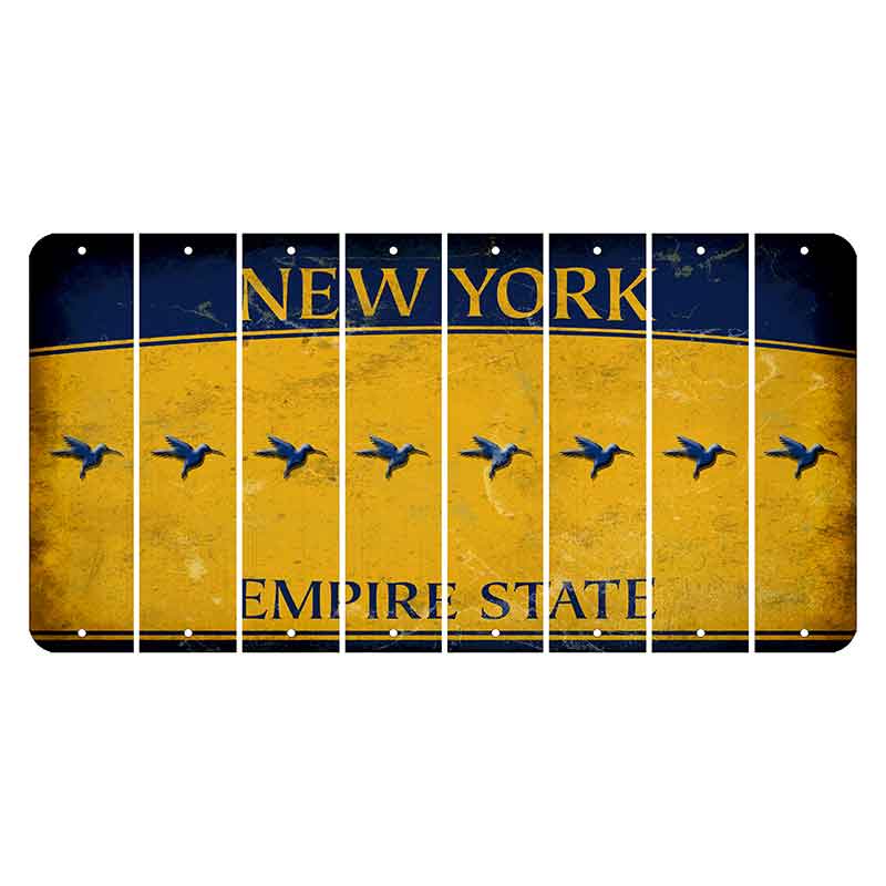 New York Yellow Empire State Cut License Plate Strips (Set of 8) Hummingbird