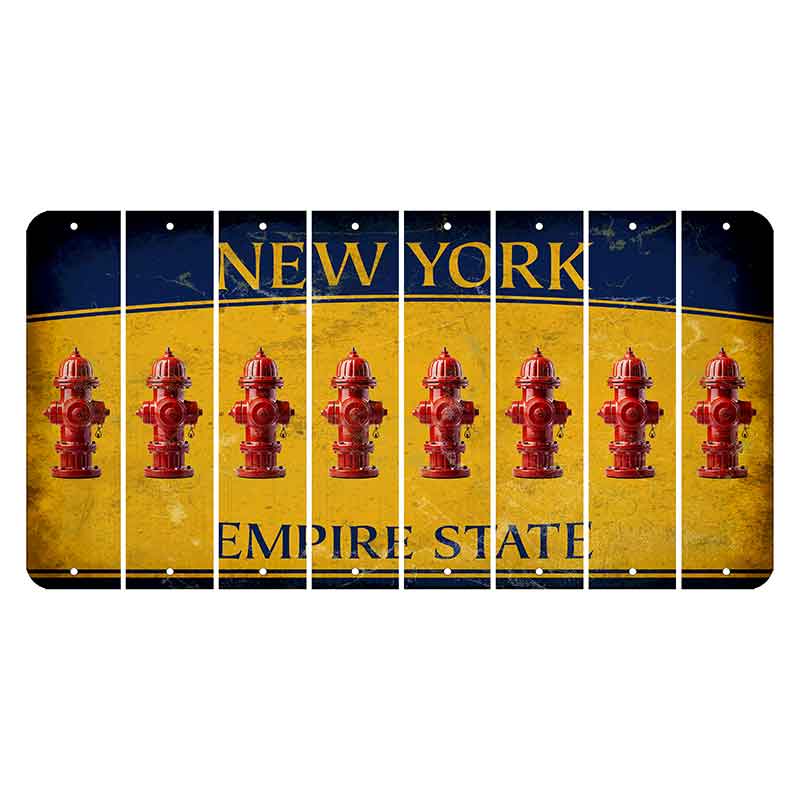 New York Yellow Empire State Cut License Plate Strips (Set of 8) Fire Hydrant