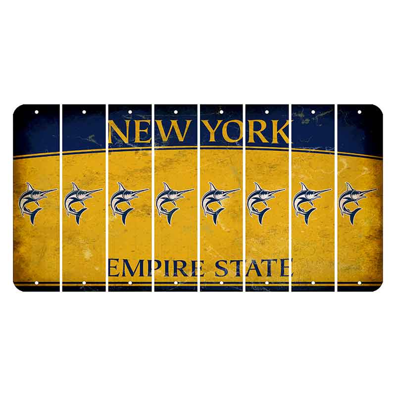 New York Yellow Empire State Cut License Plate Strips (Set of 8) Swordfish