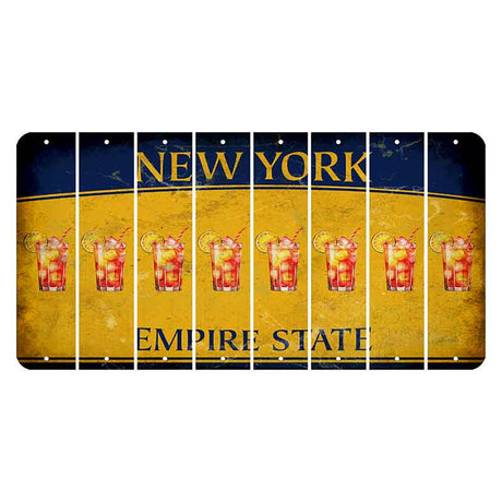 New York Yellow Empire State Cut License Plate Strips (Set of 8) Cocktail