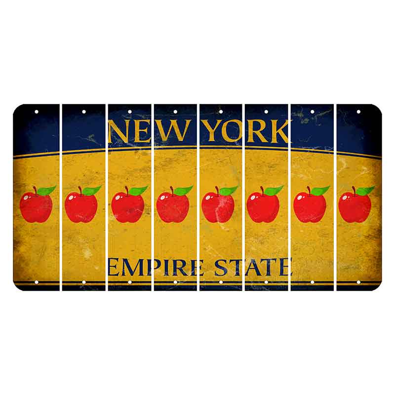 New York Yellow Empire State Cut License Plate Strips (Set of 8) Apple