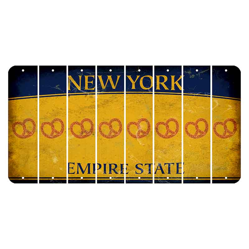 New York Yellow Empire State Cut License Plate Strips (Set of 8) Pretzel