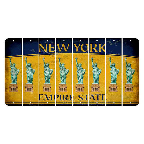 New York Yellow Empire State Cut License Plate Strips (Set of 8) Statue of Liberty