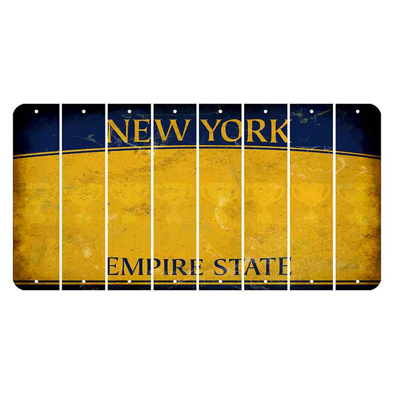 New York Yellow Empire State Cut License Plate Strips (Set of 8) Trophy