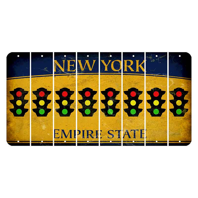 New York Yellow Empire State Cut License Plate Strips (Set of 8) Traffic Light