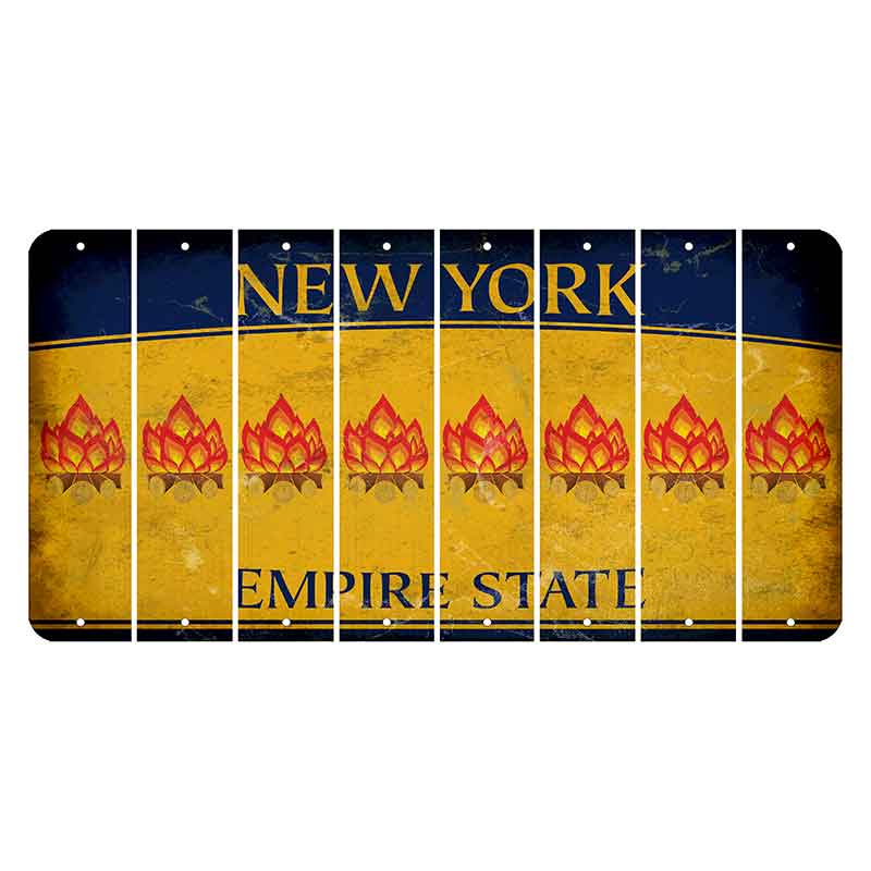 New York Yellow Empire State Cut License Plate Strips (Set of 8) Campfire